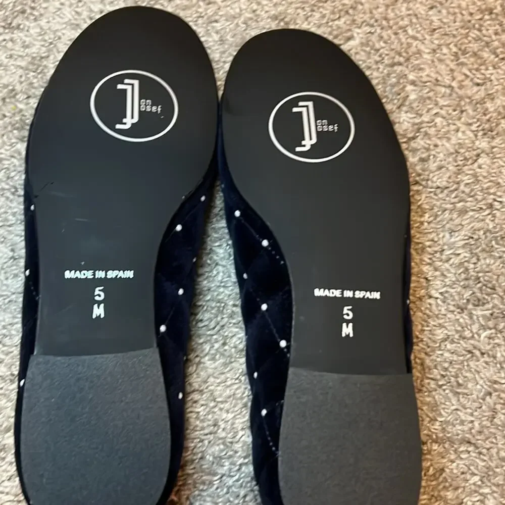 NEW Jon Josef Belle Imitation Pearl Quilted Velvet Ballet Flat 5 Spain NAVY - Picture 12 of 12